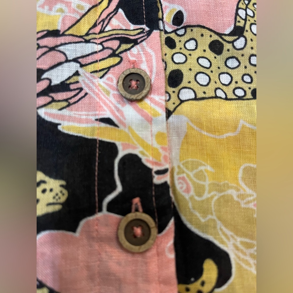 •	Maeve Anthropologie Colorful Abstract Blouse XS Short Sleeve 100% - Picture 12 of 14